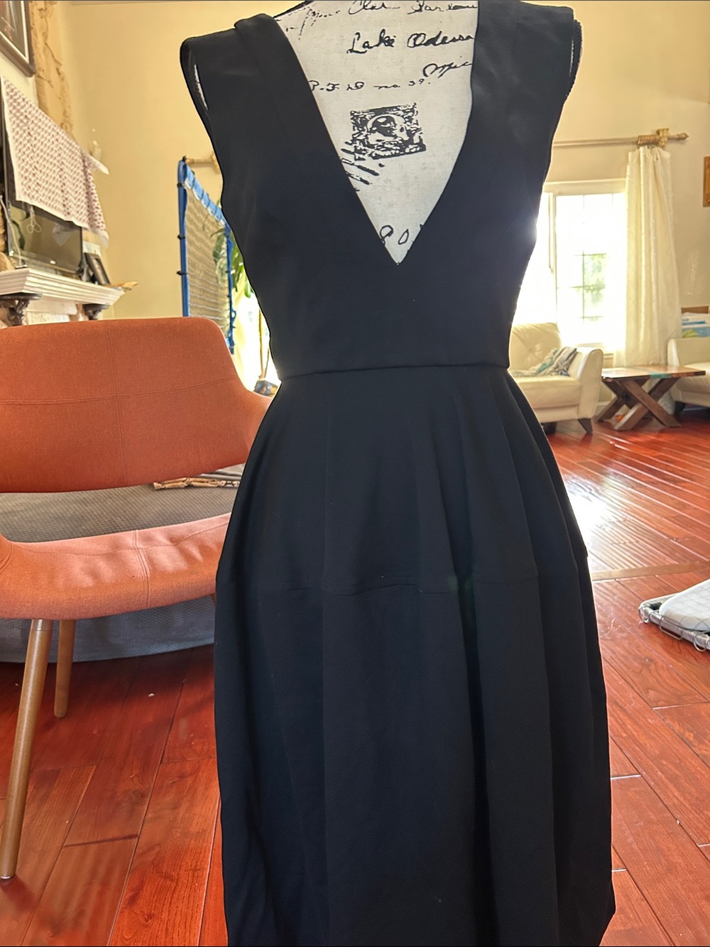 NICHOLAS Black Deep V-Neck Sleeveless A-Line Dress